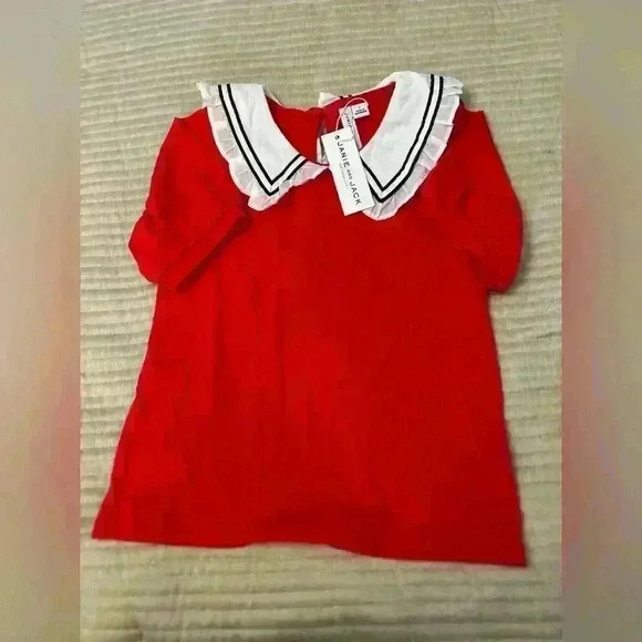 Janie and jack red blouse little girls size 7 - Picture 1 of 3